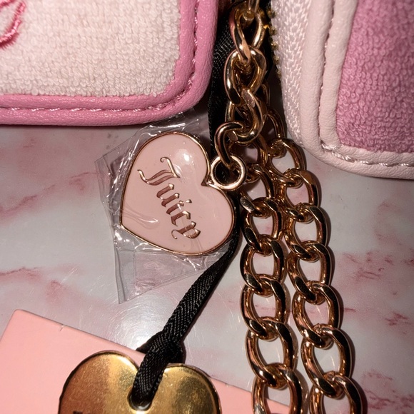 Juicy Couture (2) RETRO Strawberry Mini CC Zip Around Wallets with Gold Chain - Picture 7 of 9